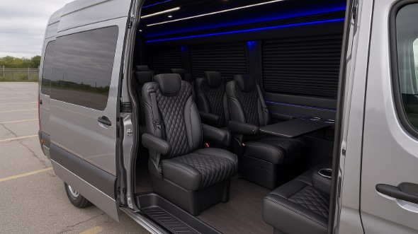 Interior of Charter Bus Company Carson City's Sprinter Van Rental With Driver in Carson City